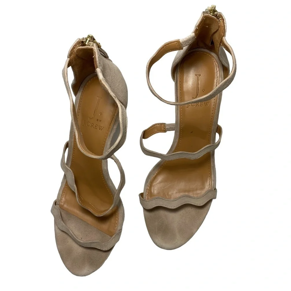 J. Crew Factory scallop ankle strap heels.